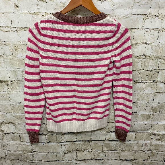 Banana Republic Pink Striped Bronze Metallic Pullover Sweater - Picture 3 of 5
